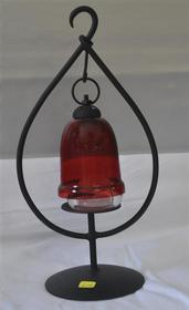 Wrought Iron & Red Glass Votive Holder 171//280